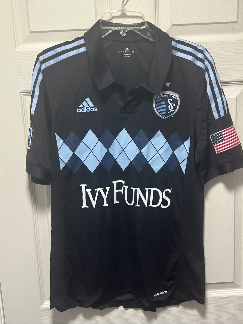 Sporting KC Kansas City 2013/2014 Third Formotion Black Argyle Jersey Large NWT